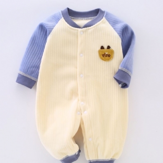 Novorozenecká Kombinéza Pro Kojence Dlouhý Rukáv Splicing Fleece Teplá Zimní Pro Chlapečky Holky Dětské Oblečení