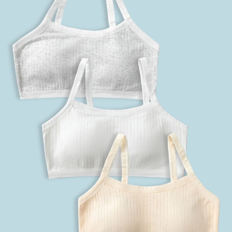 3ks Dívčí Topy Crop Vest Roztomilé Ležérní Jednoduché Spodní Prádlo