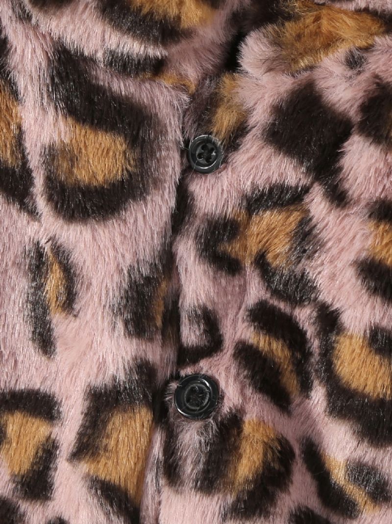 Dívčí Leopardí Plyšová Vesta S Knoflíky Bez Rukávů Top Dětské Oblečení